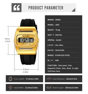 Reloj Digital de Silicona de Lujo SKMEI 2563 para Hombre, Resistente al Agua, Movimiento Solar, Cronómetro para Deportes - Product Image 6