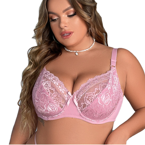 D Cup Women Plus Size Bra Sexy Lace Wire Free Breathable Convertible Straps Adjusted Straps Solid One-Piece High Quality - Product Image 4