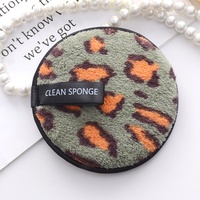 Serviette ronde en microfibre à bords finis imprimé léopard pour femme, en polaire corail, double face, pour le démaquillage et le nettoyage du visage sur lit de beauté