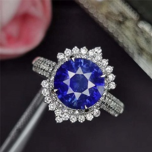 Bague en or 18 carats avec <span class=keywords><strong>saphir</strong></span> bleu du Sri Lanka, 2,89 carats, <span class=keywords><strong>bijoux</strong></span> en diamant <span class=keywords><strong>pour</strong></span> femmes, <span class=keywords><strong>pour</strong></span> mariages et fiançailles, vente chaude - Product Image 2