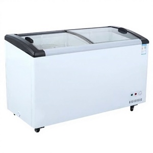 Congélateur horizontal grande capacité pour supermarché, à refroidissement direct, <span class=keywords><strong>réfrigérateur</strong></span> <span class=keywords><strong>combiné</strong></span> profond avec dessus en verre coulissant pour stockage d'aliments surgelés - Product Image 1