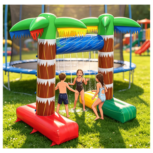Arche gonflable commerciale en bâche PVC avec pulvérisateur d'eau, motif palmier tropical, jouet aquatique extérieur pour enfants, idéale pour la <span class=keywords><strong>location</strong></span> lors de fêtes d'été - Product Image 1
