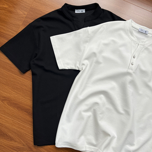 Camiseta Unisex de Algodón Grueso, Cuello en V, Estilo Casual, Vintage, Lisa, Camisetas de Diseñador para Hombre y Mujer, Fabricante Personalizado - Product Image 5