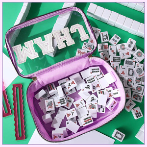 Bolsa de Viaje Multifuncional Transparente de PVC con Letras Bordadas, Gran Capacidad, Cierre de Cremallera, Tipo Tote, para Mahjong - Product Image 4