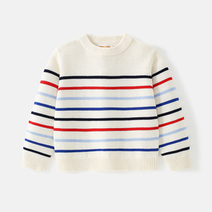 <span class=keywords><strong>Pull</strong></span> en tricot rayé colorblock confortable pour bébé garçon et fille, col rond, décontracté, automne-hiver - Product Image 3