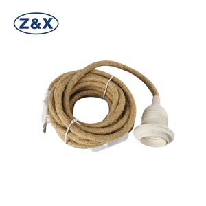 Portalámparas E27 de plástico DIY con interruptor, enchufe, cable de cuerda de cáñamo, para colgar en la pared, ahorro de energía, garantía de 2 años - Product Image 1