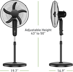 Ventilador de Piso Recargable con Batería Solar de 12V, Control Mecánico, Temporizador Remoto, 3 Velocidades, Luz con Rociador de Agua para Uso en Interiores/Exteriores - Product Image 2