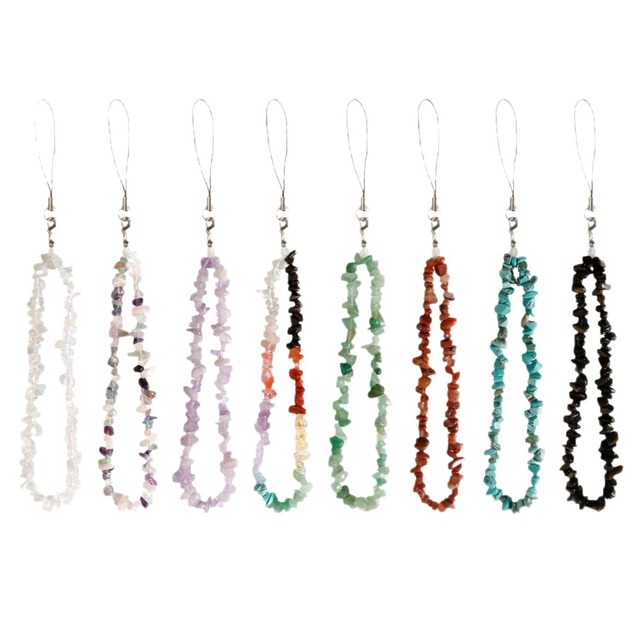 Natural Crystal Stone Chains Mobile Phone Charms Strap Cell Phone Shell Lanyard