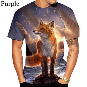 Das mulheres/homens Casual T Shirt Mais Nova Moda 3D Impresso Animal Bonito Fox T Shirt Respirável Macio E Confortável T-Shirt