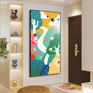Porche decoración pintura dibujos animados bosque ilustración animal moderno simple pasillo final mural pasillo pintura colgante - Product Image 3