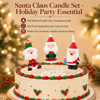 Bougie de Noël personnalisée OEM en forme de Père Noël, en cire de paraffine, pour décoration de gâteau et de fête de Noël