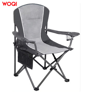 เก้าอี้พับแคมป์ปิ้ง Woqi สีเทา เก้าอี้ชายหาดพกพาสำหรับกิจกรรมกลางแจ้ง พร้อมช่องเก็บของแบบมีฉนวนกันความร้อน เก้าอี้เดินทางน้ำหนักเบา - Product Image 1
