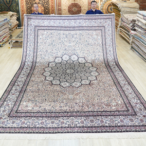 Tappeto da 9x12 piedi antico tappeto da preghiera turco portatile da viaggio orientale in seta Kashmir con la preghiera - Product Image 1