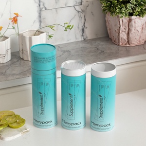 Envases de Tubo de Papel Cilíndrico Personalizados con Lata para Productos Nutricionales, Jugos, Té, Café - Color y Pegatinas Personalizables - Product Image 1