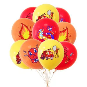 12 Inch Fire Theme tRUCK Latex Balloon Fire Theme Birthday Party Decoration Fire Truck Firefighter Balloons for boy birthday p