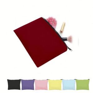 Eco Friendly Blank Organic Cotton <b>Canvas</b> <b>Plain</b> Travel Zipper Makeup Bag Cosmetic With Custom Logo for Ladies - Product Image 2