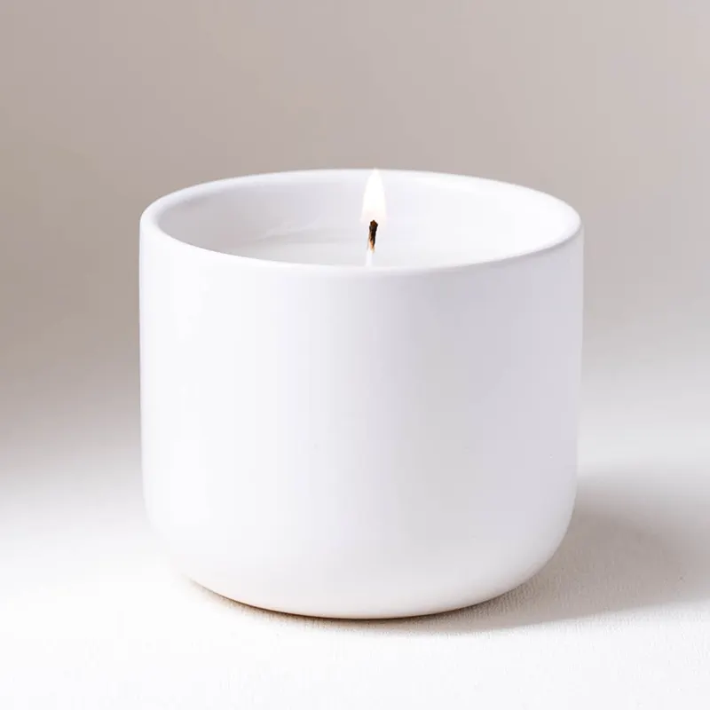 Large Capacity Empty Ceramic Candle Jars Scented Candles Jars For Candle Making White Glazed Cylinder Vessel