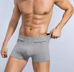 Classic underwear breathable modal cotton spandex plain dyed underwear with pocket for men