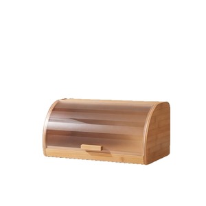 Boîte à pain en bambou à couvercle rabattable, conteneur de rangement à une couche pour cuisine, pain, pâtisserie, fruits, 38x26x17cm - Product Image 5
