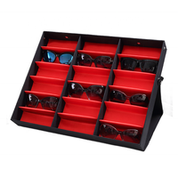 Étui à lunettes de soleil en nylon de luxe à 18 emplacements avec plateau de rangement et boîte de présentation pour la maison et le stock d'entrepôt, étuis et sacs à lunettes
