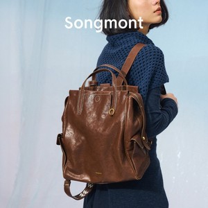 Songmont Leather <b>Backpack</b> 16 Inch <b>Laptop</b> Bag Unisex Casual Travel <b>Backpack</b> Solid Color Composite Cowhide - Product Image 4