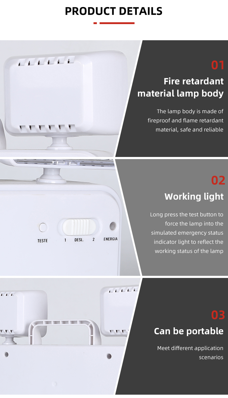 Professional Design White 24Pcs Duals Heads Indoor Hotel Lobby 3.7V Rechargeable Led Emergency Warning Light