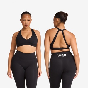 New Women's Plus Size Yoga <b>Bra</b> Lightweight Seamless Sports Underwear <b>Wide</b> Shoulder <b>Straps</b> Shock-proof Fitness Set Elastic Waist - Product Image 2