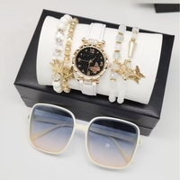 Mode Poignet Perle Bracelet Chaîne Montre Décontractée 5pcs ensemble Montre À Quartz avec perle bracelet Femmes Montre-Bracelet CD060