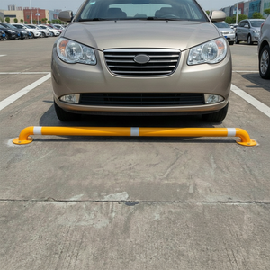 Butée de stationnement robuste en fer 180x10cm avec plaque de 60mm d'épaisseur, noir/jaune, pour parking - Product Image 3