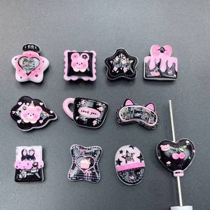 Manik-manik timbul dua sisi seri warna kopi lucu DIY tembus lubang, aksesoris manik-manik bermotif - Product Image 5