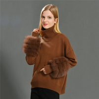 Pull en fourrure tricoté en cachemire à manches longues vintage Style ample épais printemps automne pull en laine pour femmes avec fourrure