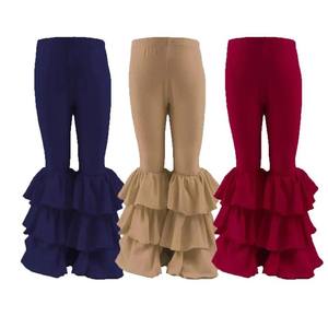 Pantaloni a Tre Strati con Orlo Arricciato per Bambina, Leggings Svasati in Cotone per Neonata, Ideali per il Ritorno a Scuola - Product Image 2