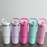 Gobelet isotherme RTS 30oz en acier inoxydable 304 avec poignée, finition mate, pour sublimation, style macaron