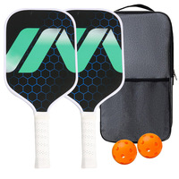 Ensemble de raquettes de pickleball portables sans bordure, en fibre de carbone thermoformée, personnalisées, durables, approuvées USAPA, pour la vente en gros
