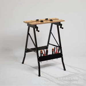 Banco de trabajo de madera plegable multifuncional pequeño con soporte para herramientas para uso en taller - Product Image 1