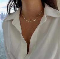 Mode plaqué or lien chaîne naturel blanc 3 riz perle charme tour de cou barre collier pour femmes bijoux cadeaux