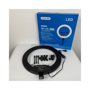 Anneau lumineux LED 18 pouces 50W 2700K-7000K, télécommande dimmable, trépied <span class=keywords><strong>en</strong></span> fer 2,6m, 110V-245V, pour diffusion <span class=keywords><strong>en</strong></span> direct et maquillage, 256 LED, 3 supports pour téléphone - Product Image 3