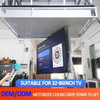 Support TV motorisé escamotable et orientable pour plafond, encastré, électrique, 65-86 pouces, avec télécommande, certifié CE, pour maison intelligente