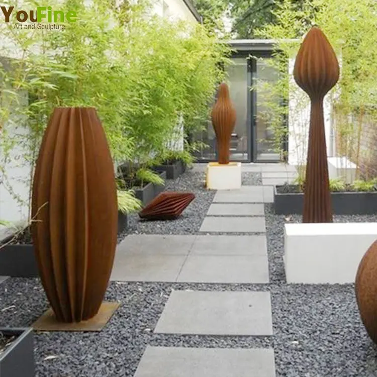 Nieuwe ontwerp grote roestvrijstalen cactus sculptuur plant standbeeld voor tuin decor