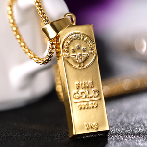 สร้อยคอจี้ทองคำแท่งแนวตั้ง <span class=keywords><strong>MGOLD</strong></span> WE TRUST ชุบทอง 18k PVD ไม่ลอก ไม่ดำ ทำจากสแตนเลสสตีล สำหรับผู้ชาย สไตล์ฮิปฮอป - Product Image 3
