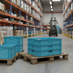 KT 8616 Heavy Duty Industrial Solid <b>Box</b> Stackable Plastic Storage <b>Crate</b> Container for Logistics - Product Image 3