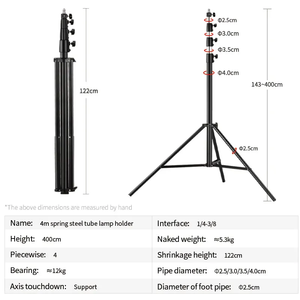 Ánh sáng đứng Heavy Duty <span class=keywords><strong>Tripod</strong></span> 4M/13.13ft Telescopic Photo Studio có thể điều chỉnh <span class=keywords><strong>Tripod</strong></span> chuyên nghiệp phụ kiện nhiếp ảnh - Product Image 2