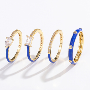 KJ Thời Trang Trang Sức Niềm Vui Màu Sắc Tươi Sáng Epoxy Đồng Và CZ Pha Lê Rhinestone <span class=keywords><strong>Ring</strong></span> INS Của Phụ Nữ Nhẫn Set Men Kẹo Màu Nhẫn - Product Image 6