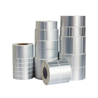 Etiquetas Adhesivas de PET en Rollo, Color Plata Mate, Resistentes al Agua, para Códigos de Barras, Uso Industrial y de Almacén, Marca Haoxuan