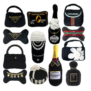 Logo di Design personalizzato Multi marca interattivo per animali domestici giocattolo da masticare peluche osso palla borsa Champagne cane cigolante giocattolo morso accessorio - Product Image 5