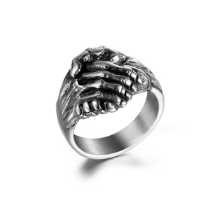 Handshake <b>Ring</b> Men's <b>Titanium</b> Steel Retro Style Gift Jewelry SA1127 - Product Image 1