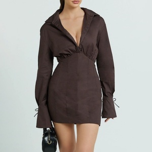 Vestido Camisero para Mujer con Logotipo de Marca Personalizado, Manga Larga, Último Diseño, Elegante, Formal, para Oficina - Product Image 2