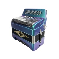 SEASOUND Professional 12 Bass 5 Registers Green Chameleon Accordion Black Silver Grill Silver Buttons 34 Button JB3412D Wood