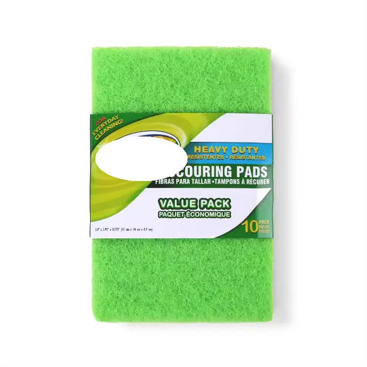 10 pièces/ensemble ménage polyvalent robuste Anti-graisse vert Nylon tampons de récurage anti-rayures plat tampon à récurer feuilles
