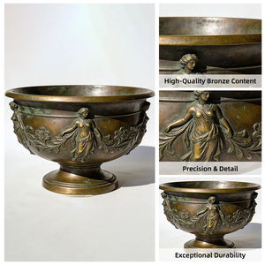 Jardinière haute en bronze de style rococo, urne de jardin en <span class=keywords><strong>laiton</strong></span> antique pour la décoration de la cour de villa - Product Image 4
